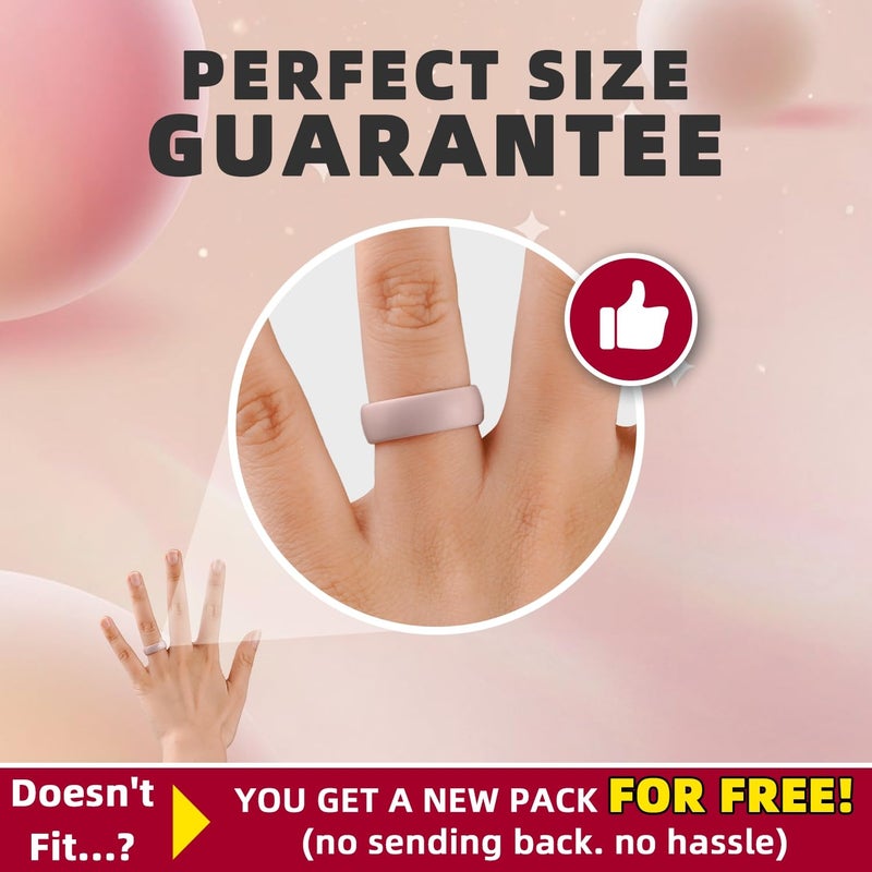 Egnaro Women's Bridal Rings Sets, 6mm Wide, 2mm Thick, Silicone Wedding Rubber Band with Half Size, Inner Arc Ergonomic Breathable Design - Image 5